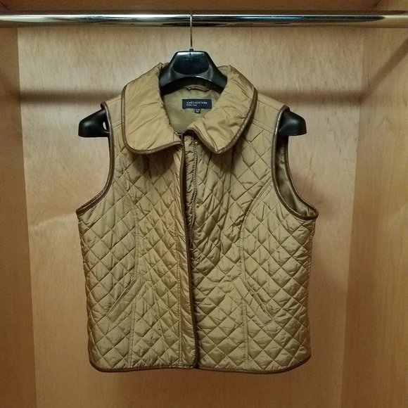 Jones New York Tan/Gold Quilted/Puffer Vest XL - Picture 1 of 3